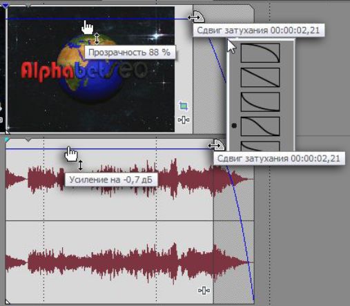 Затухание sony-sdvig